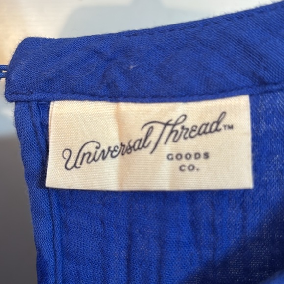 Universal thread long blue dress with ruffled cap sleeves and keyhole back - Picture 3 of 4